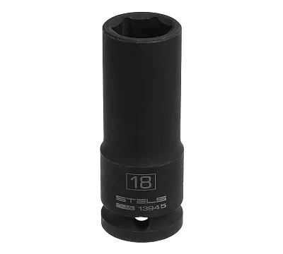 Головка ударная удлиненная шестигранная, 18 мм, 1/2, CrMo Stels