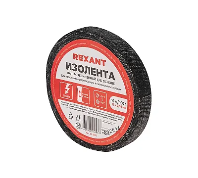 Изолента черная ХБ, 15 мм х 10 м REXANT 09-2405