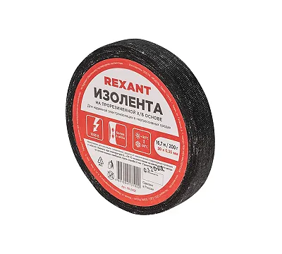 Изолента черная ХБ, 20 мм х 16,7 м REXANT 09-2402