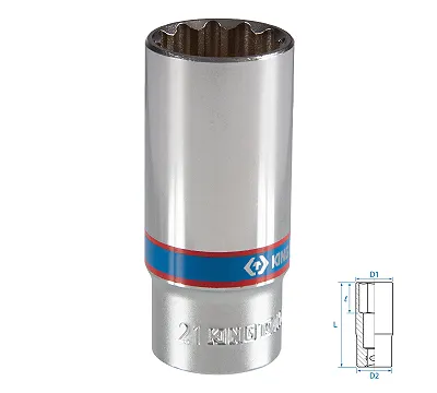 KING TONY Головка торцевая глубокая двенадцатигранная 3/8", 21 мм  323021M