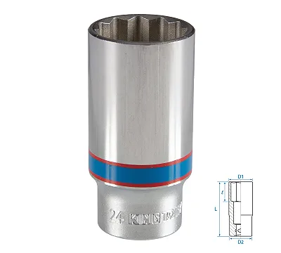 KING TONY Головка торцевая глубокая двенадцатигранная 3/8", 24 мм  323024M