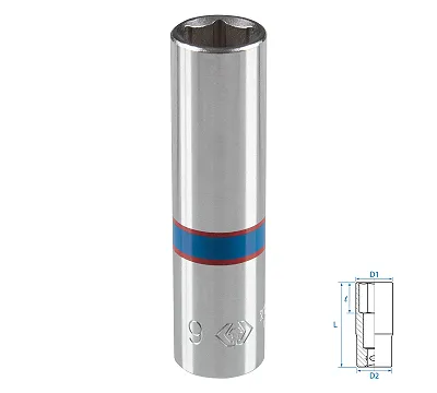 KING TONY Головка торцевая глубокая шестигранная 1/4", 9 мм  223509M