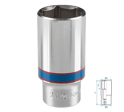 KING TONY Головка торцевая глубокая шестигранная 3/8", 24 мм 323524M
