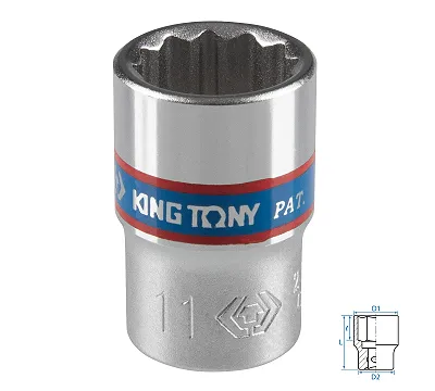 KING TONY Головка торцевая стандартная двенадцатигранная 1/4", 11 мм  233011M