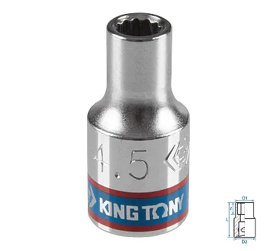 KING TONY Головка торцевая стандартная двенадцатигранная 1/4", 4,5 мм  233045M