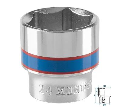 KING TONY Головка торцевая стандартная шестигранная 3/8", 24 мм  333524M