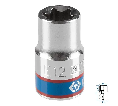 KING TONY Головка торцевая TORX Е-стандарт 3/8", Е12, L = 28 мм  337512M