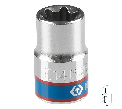 KING TONY Головка торцевая TORX Е-стандарт 3/8", Е14, L = 28 мм  337514M