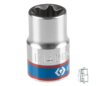 KING TONY Головка торцевая TORX Е-стандарт 3/8", Е14, L = 28 мм  337514M