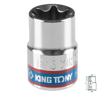 KING TONY Головка торцевая TORX Е-стандарт 3/8", Е16, L = 28 мм 337516M