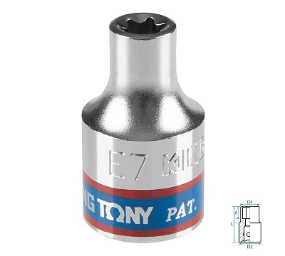 KING TONY Головка торцевая TORX Е-стандарт 3/8", Е7, L = 28 мм  337507M