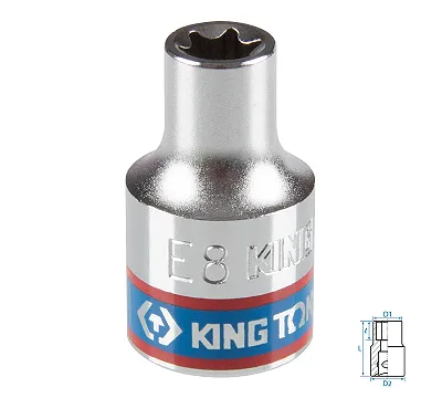 KING TONY Головка торцевая TORX Е-стандарт 3/8", Е8, L = 28 мм  337508M