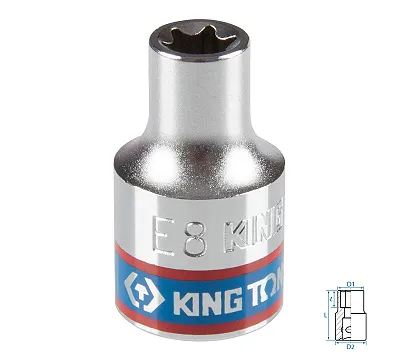 KING TONY Головка торцевая TORX Е-стандарт 3/8", Е8, L = 28 мм  337508M
