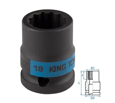 KING TONY Головка торцевая ударная двенадцатигранная 1/2", 18 мм  453018M