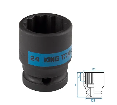 KING TONY Головка торцевая ударная двенадцатигранная 1/2", 24 мм  453024M