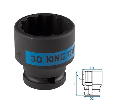 KING TONY Головка торцевая ударная двенадцатигранная 1/2", 30 мм  453030M