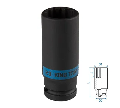 KING TONY Головка торцевая ударная глубокая двенадцатигранная 1/2", 23 мм  443023M