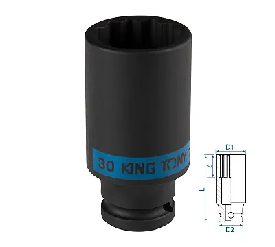 KING TONY Головка торцевая ударная глубокая двенадцатигранная 1/2", 30 мм  443030M