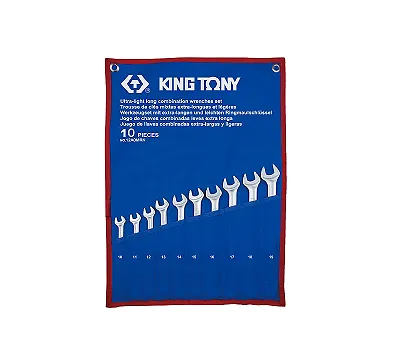 KING TONY Набор комбинированных удлиненных ключей, 10-19 мм, чехол из теторона, 10 предметов  12A0MRN
