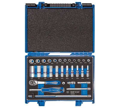 KING TONY Набор торцевых головок с принадлежностями 1/4", шестигранные, 5/32"-9/16", 31 предмет 2331