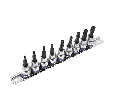 KING TONY Набор торцевых насадок 3/8", TORX, Т10-Т50 мм, L = 50 мм, с отверстием, 9 предметов  3119PR8