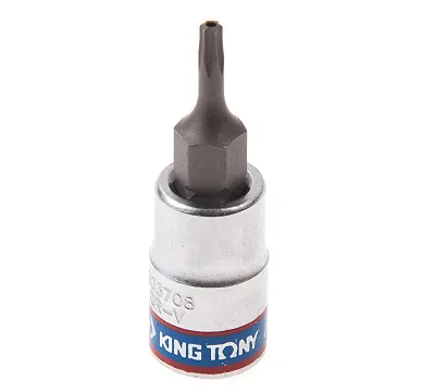 KING TONY Насадка (бита) торцевая 1/4", TORX, T8, L = 37 мм, с отверстием  203708