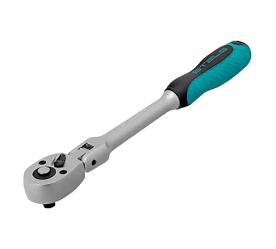 Ключ-трещотка шарнирный 1/4", СrV, 72 зуба, с быстрым сбросом, матовый хром Stels