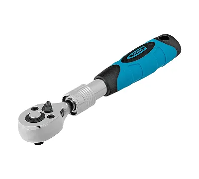Ключ-трещотка телескопический 1/4", 150-200 мм, CrV, 72 зуба, с быстрым сбросом, хром Gross