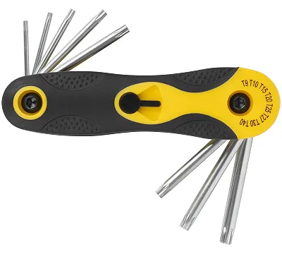 Ключи TORX 8 шт. CrV Т9-Т40 складные, прорезиненный держатель FIT