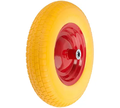 Колесо запасное полиуретановое 390х90х230 мм для тачки 77556 ( PU 4,80"/4,00"-8" ) ( посадка ширина 125 мм, диаметр 16 мм ) FIT