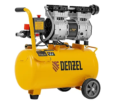Компрессор DLS950/24 безмаслянный малошумный 950 Вт, 165 л/мин, ресивер 24 л Denzel