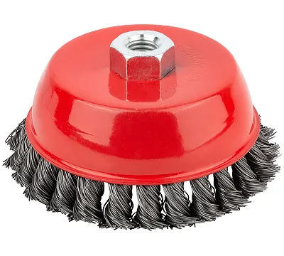 Корщетка чашечная гайка М14, стальная витая проволока 125 мм КУРС