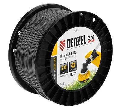 Леска для триммера двухкомпонентная круглая, 2,0мм х 276м, на DIN катушке EXTRA CORD Denzel