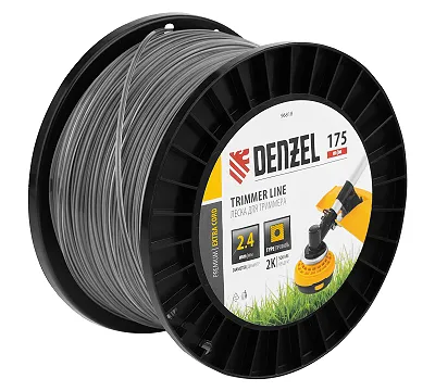 Леска для триммера двухкомпонентная квадрат, 2,4мм х 175м, на DIN катушке EXTRA CORD Denzel