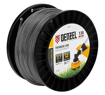 Леска для триммера двухкомпонентная квадрат, 2,7мм х 138м, на DIN катушке EXTRA CORD Denzel