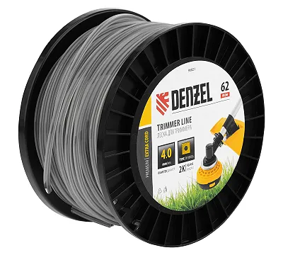 Леска для триммера двухкомпонентная квадрат, 4,0мм х 62м, на DIN катушке EXTRA CORD Denzel