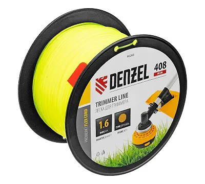 Леска для триммера круглая, 1,6мм х 408м, на DIN катушке FLEX CORD, Denzel