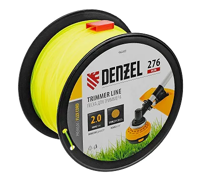 Леска для триммера круглая, 2,0мм х 276м, на DIN катушке FLEX CORD, Denzel