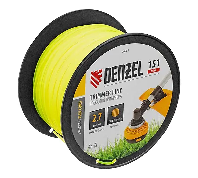 Леска для триммера круглая, 2,7мм х 151м, на DIN катушке FLEX CORD, Denzel