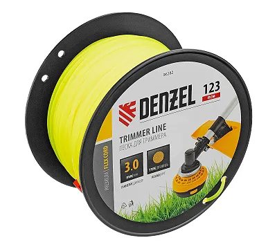 Леска для триммера круглая, 3,0мм х 123м, на DIN катушке FLEX CORD, Denzel