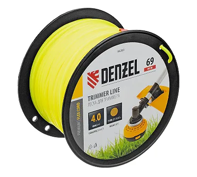 Леска для триммера круглая, 4,0мм х 69м, на DIN катушке FLEX CORD, Denzel