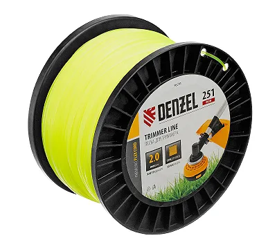 Леска для триммера квадрат, 2,0мм х 251м, на DIN катушке FLEX CORD Denzel