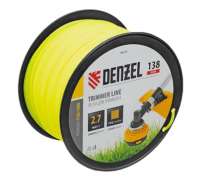 Леска для триммера квадрат, 2,7м х 138м, на DIN катушке FLEX CORD Denzel