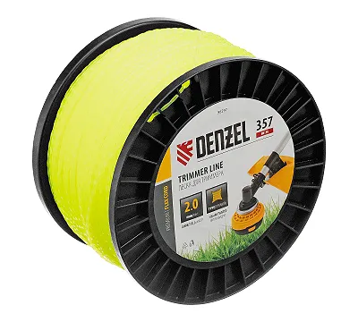 Леска для триммера витой квадрат, 2,0мм х 357м, на DIN катушке FLEX CORD Denzel
