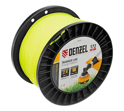 Леска для триммера зубчатый квадрат, 2,4мм х 172м, на DIN катушке FLEX CORD Denzel
