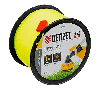 Леска для триммера звезда, 1,6мм х 552м, на DIN катушке FLEX CORD, Denzel