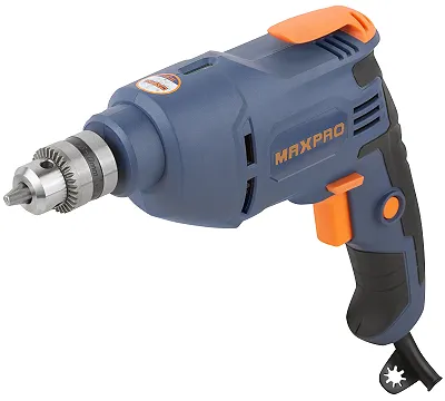 MAX-PRO Дрель электрическая 450 Вт; 0-2700 об/мин; ключевой патрон 0,8-10 мм; 1,2 кг; резиновые вставки; кор. MAXPRO