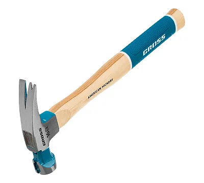 Молоток-гвоздодер, 450 г, угол 75, магнит, обрезиненная рукоятка American hickory GROSS