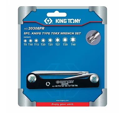 Набор Г-образных TORX, T9-T40, складные, 8 предметов KING TONY 20308PR