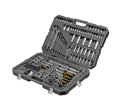 Набор инструментов, 1/2", 1/4", 3/8", CrV, S2, пластиковый кейс, 216 предметов Denzel